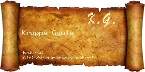 Kruppa Gyula névjegykártya